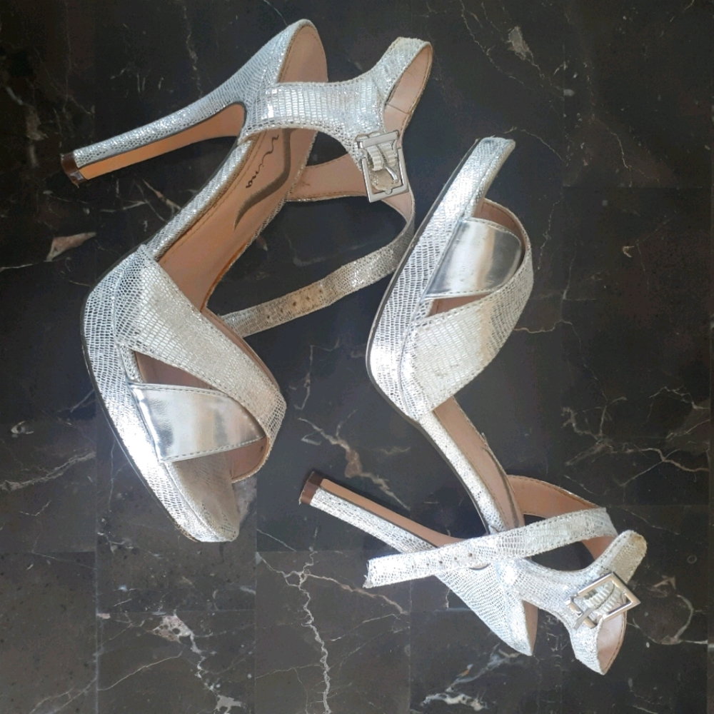 Silver Heeled Nina Shoes - US8 1/2